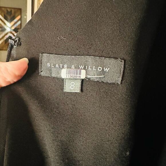 Slate & Willow Women's Blue Metallic Jacquard Crew Neckline Mini Dress Size 8 - Picture 9 of 11